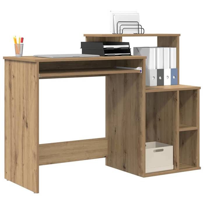Kenneth@ Bureau - 1 PERSONNE - Table dordinateur - avec Rangement - chêne artisanal - 120.5x44x88.5 cm - LL1043