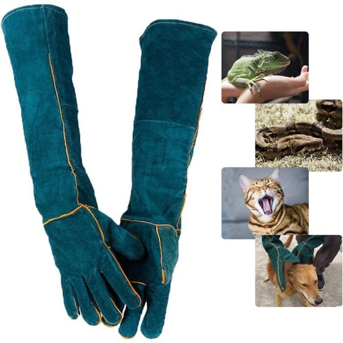 Anti-Morsure Gants de Protection/ de Manutention pour Animal Sécurité Cuir Gants de Travail pour Le Bain Le Toilettage la M