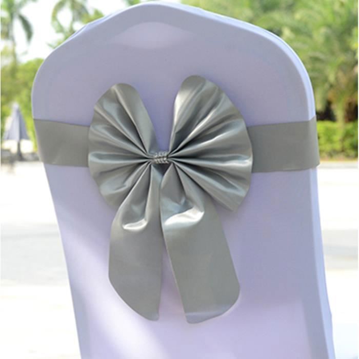 Bandeau de Chaise - Cuir Mercerisé - 10pcs - Lavable - Argent - 14x33CM