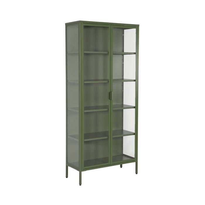Buffet. vaisselier acier et verre trempé 2 portes 180cm vert - Arkansas