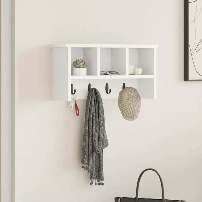 Moderne Porte-manteau mural - Portant à Vêtements Porte-manteau mural Blanc 50x16x26 cm - bois dingénierie 69345