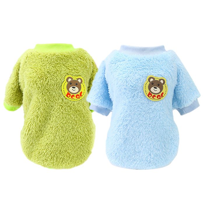Meilleurs prix pour Pull polaire 2 pièces pour petits chiens vêtement chaud dhiver pour chiots et chats (bleu clair + vert avocat)