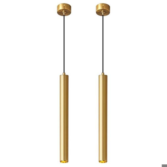Diday Lot de 2 Moderne Suspension LuminaireLampe à suspension LED Projecteur Lustre Luminaire Spotlight OrLumière ChaudeØ3*30cm