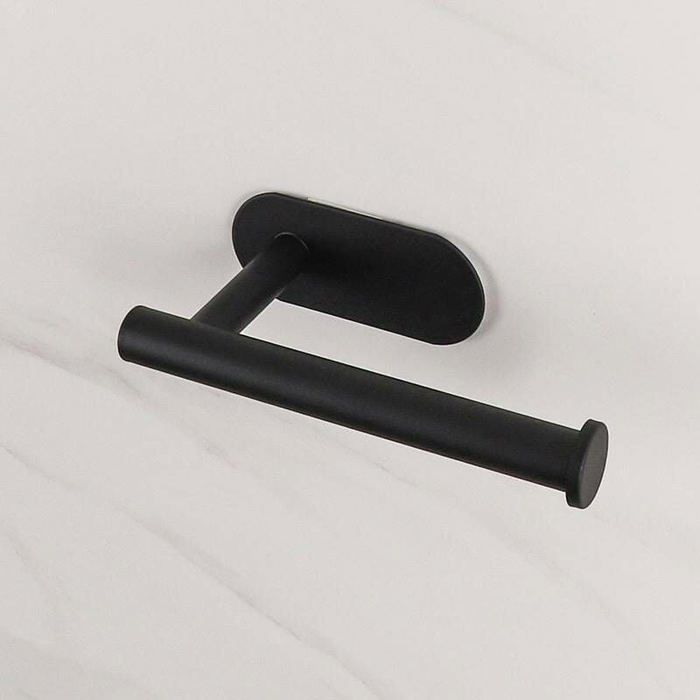 Porte-Rouleau Papier Toilette Noir Pour 3 Rouleaux - Fixation Sans Perçage Métal