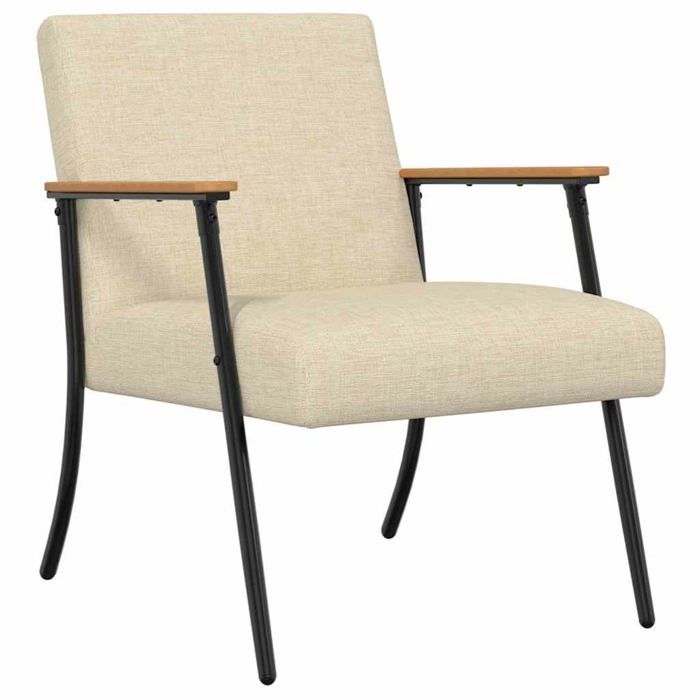Fauteuil moderne en tissu - vidaXL - Crème - 59x75x78 cm - Ergonomique - Rembourrage en mousse - Cadre en acier Fauteuil moderne en tissu - vidaXL - Crème - 59x75x78 cm - Ergonomique - Rembourrage en mousse - Cadre en acier