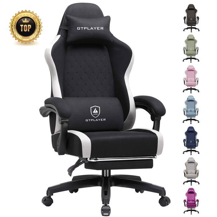 Chaise de gaming GTPLAYER Fauteuil ergonomique à ressorts ensachés Accoudoirs Repose pieds Tissu respirant - vue 2