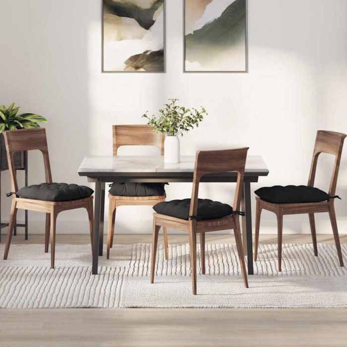 VIDAXL Galettes de chaise 4 pcs Noir 40 x 40 x 6 cm microfibre