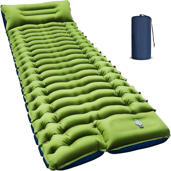 Matelas de Camping Matelas autogonflant ultraléger avec Oreiller et Pompe à Pied intégrée Gonflable pour Le Trekking en Plein Air