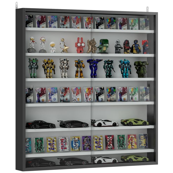 Vitrine pour collection - HOMCOM - 6 étagères réglables en hauteur et 2 portes coulissantes en verre - 80 x 9 5 x 83 cm - noir