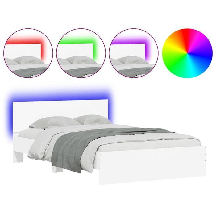 Mode Meuble de chambre - vidaxl - Cadre de lit avec tête de lit et LED - blanc 140x190 cm - pour maison N1B13598