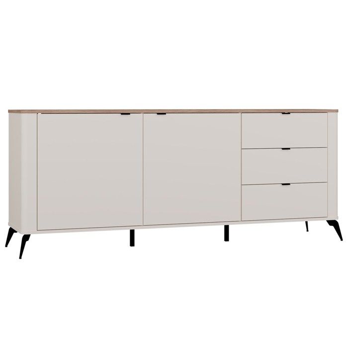 Cordoba 2D3S commode – 3 tiroirs 2 portes – 43 x 183 x 75 cm – beige cachemire chêne castello