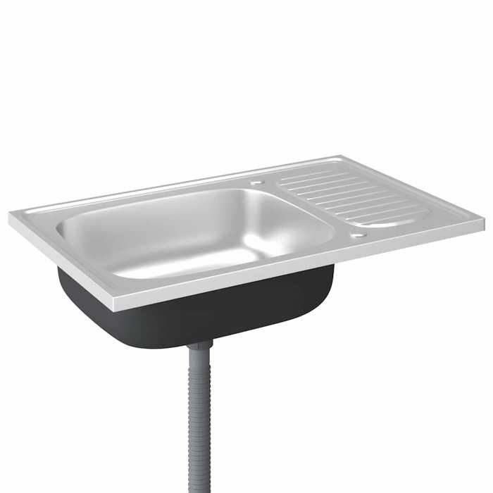 Jeu dévier de cuisine et égouttoir Argenté 800x500x155 mm Inox_2 ans garantie_36405