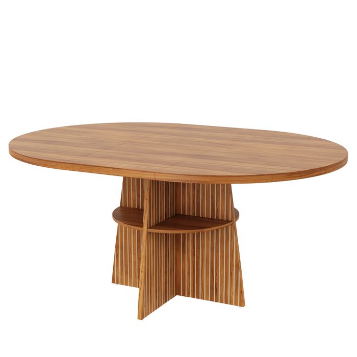 Table à manger ronde extensible 110-150x110x77 5 cm pour 2-8 personnes plateau rabattable rangement intégré effet noyer
