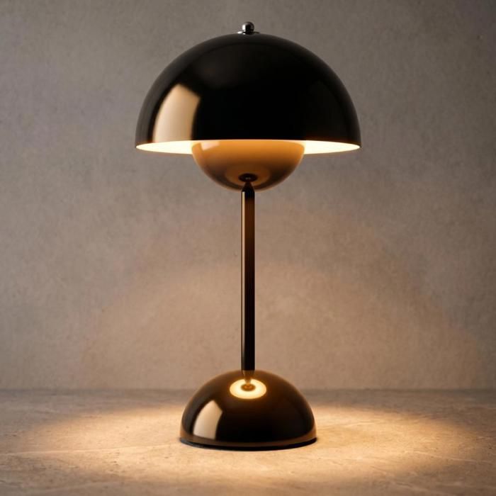 Diday Lampe à Poser Moderne Style Scandinave 16*28CM Conception Lampe de Bureau Pod Métal Noir Rechargeable