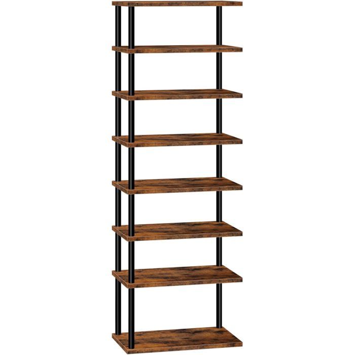 Étagère À Chaussures D’Angle 8 Niveaux Meuble De Rangement Rustique Structure À Visser Gain De Place Pour Entrée Couloir Chambre