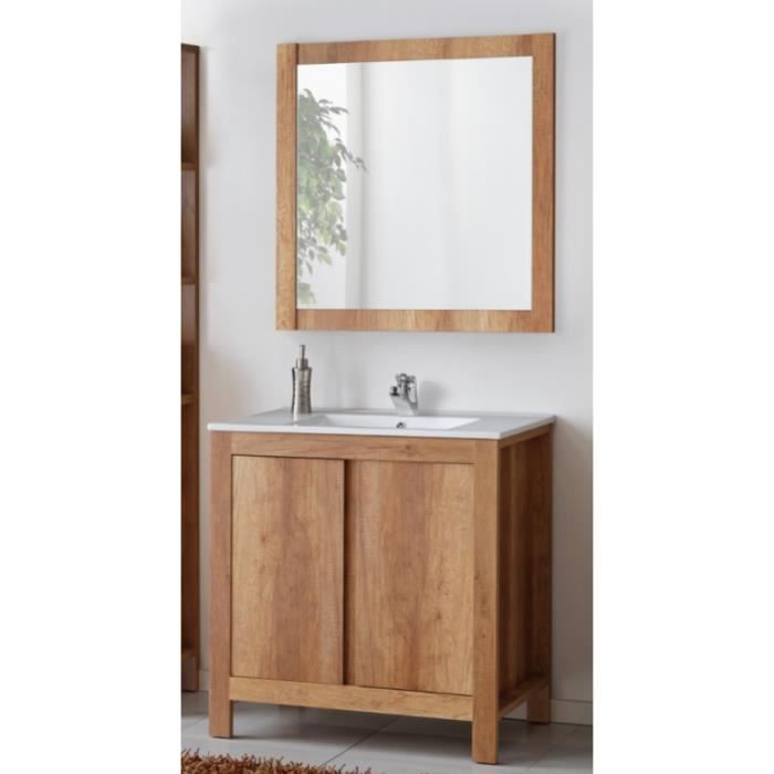 classic - ensemble meuble vasque + miroir - bois - 80 cm - classic oak