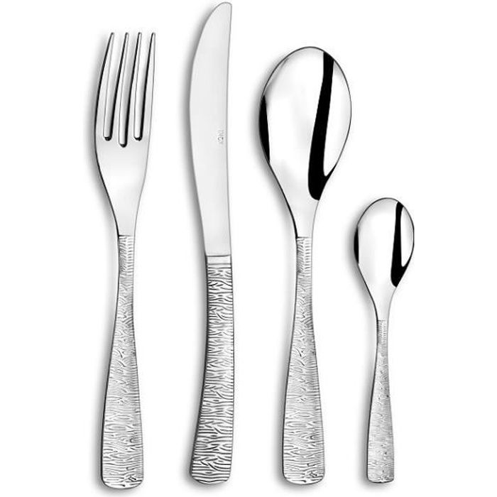 Ménagère 24 pièces - Ethnic - Inox 18/0 - Finition brillante - Coffret basic - Compatible lave-vaisselle