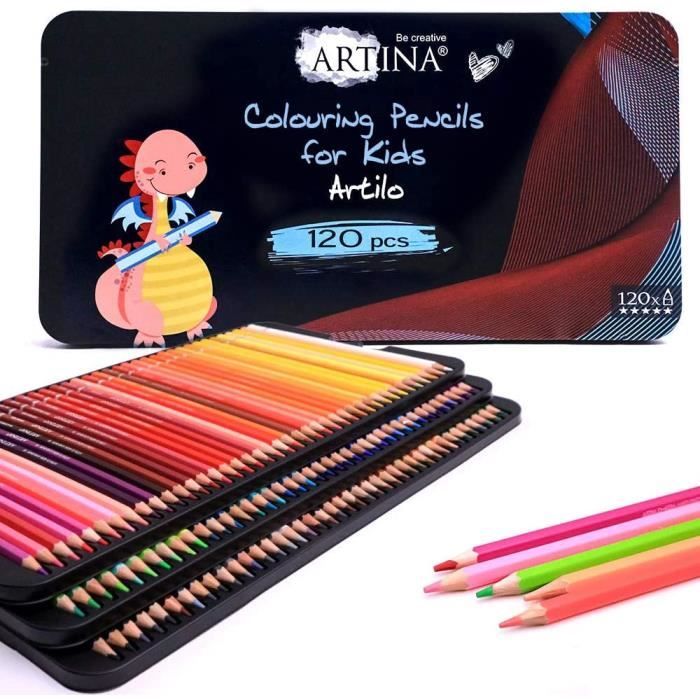 Artina Artilo Lot de 120 crayons couleur enfant - Coffret crayon dessin  certifié FSC® crayons couleur pour l'école incassables - Cdiscount  Beaux-Arts et Loisirs créatifs