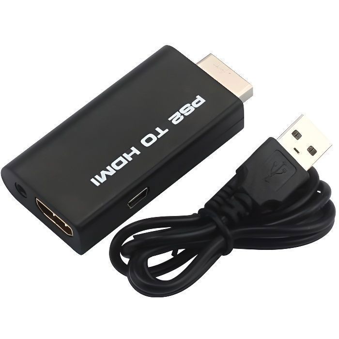 Adaptateur de câble audio vidéo PS2 à HDMI avec moniteur de sortie