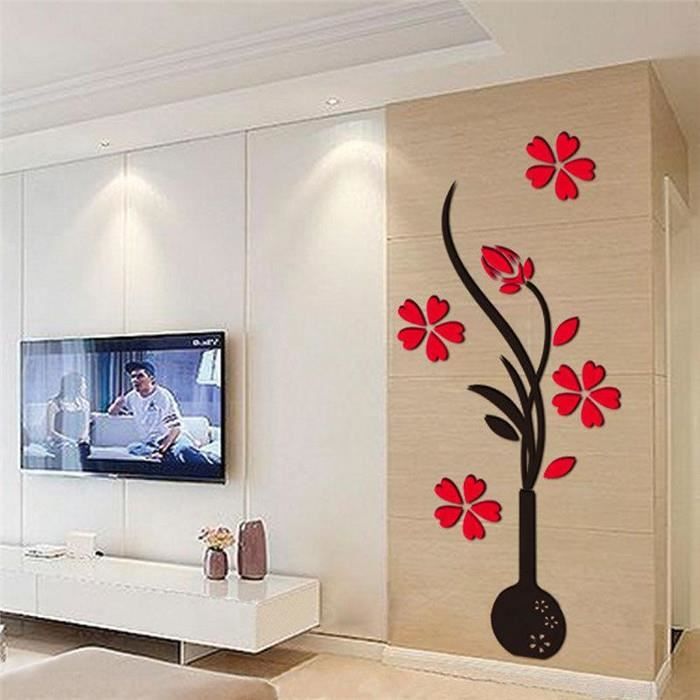 1 Black Classic Autocollant Mural Fleur de vigne décoration d'intérieur 30*105cm Amovible partie