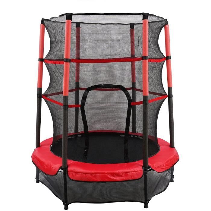 Trampoline Enfant 140cm Avec Filet De Sécurité Et Panier De Basket - Intérieur Et Extérieur - Pour 2 à 8 Ans - Charge 250kg