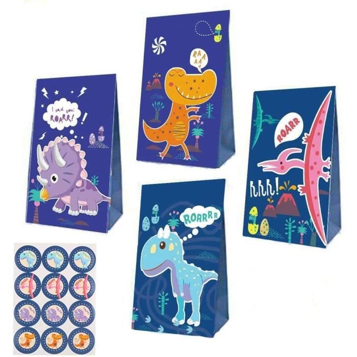 12 Pièces,Sac de Bonbon de Dinosaure,Sac de Cadeaux Dinosaure pour