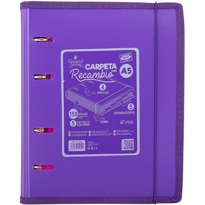 Classeur 4 Anneaux Starplast A5 Rose - 150 Feuilles Et 5 Intercalaires Inclus