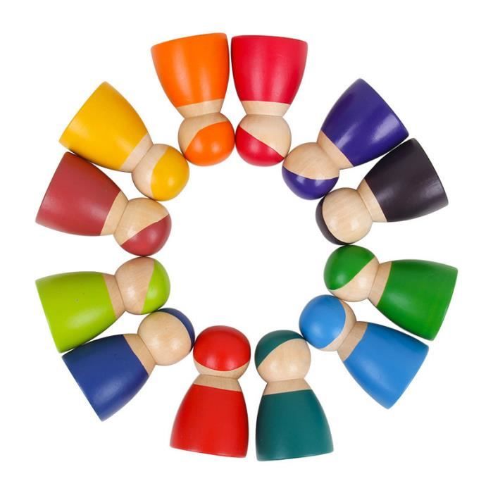 D7WF décennie s de construction empilables en bois pour tout petits, jouets colorés, 1, 2, 3 ans