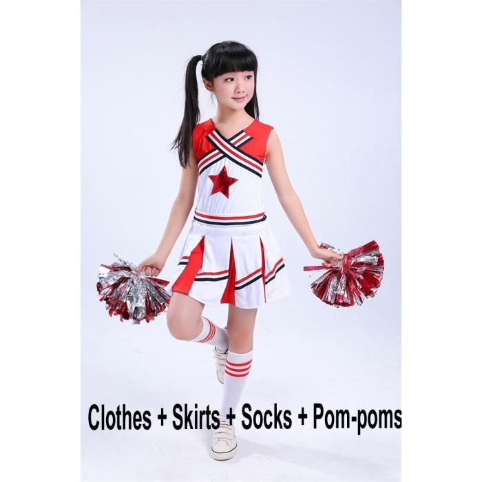 Filles Costumes E - XL 140CM 26-31KG - Costume de pom-pom girl rouge pour  filles et garçons, Uniforme de pom - Cdiscount Maison