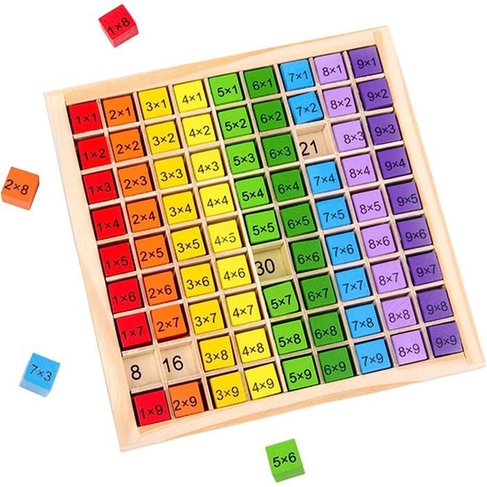 Table de Multiplication en Bois, 1 x 1 Blocs Puzzle Multiplication