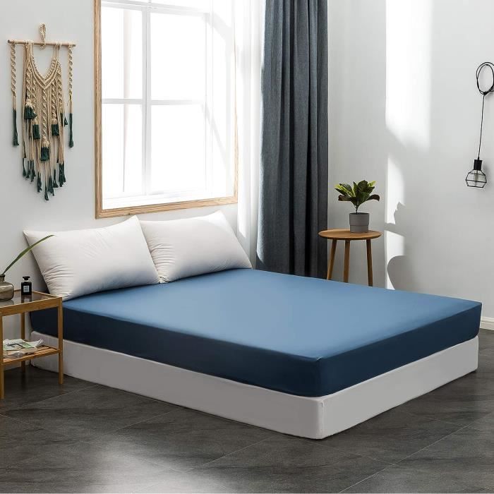 MOHAP Drap Housse 140x190-200cm Microfibre - Bonnet 30cm - Gris - 100% Polyester Anti-plis