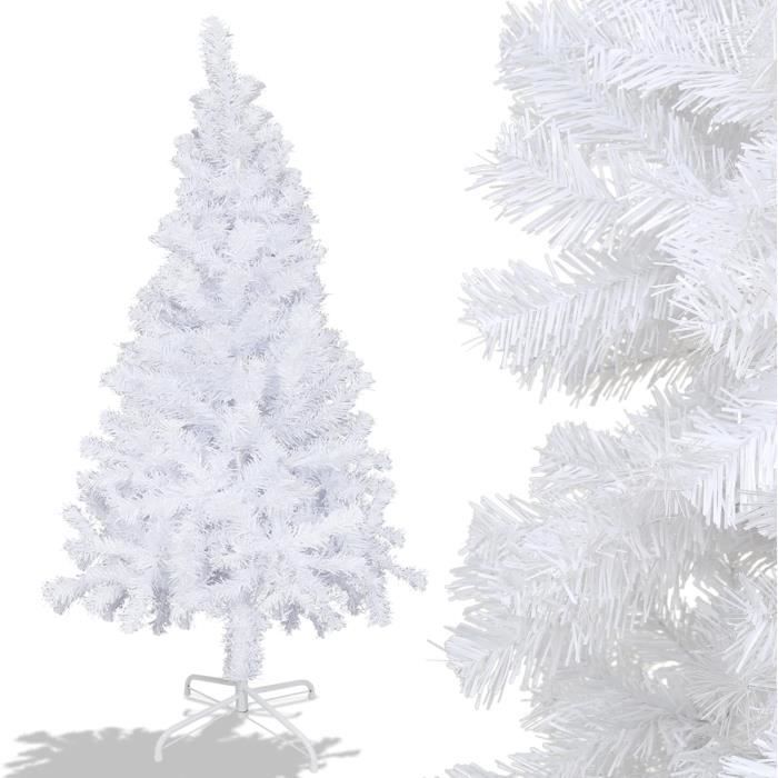 Sapin De Noël Artificiel Blanc 180 Cm Avec Support En Métal Matériau