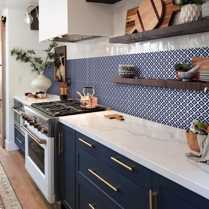 Autocollants Salle Bain Cuisine Autocollants Carrelage Alwayspon - Lot 25 Mosaïque Bleu - 15x15cm Renovation Carrelage Facile