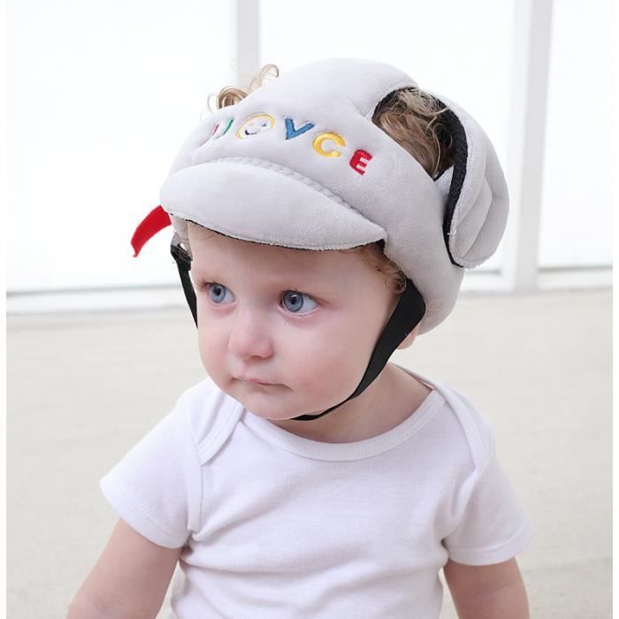 Bébé Casque de Protection Coton Respirant Casque de Sécurité Anti-chute Chapeau Anti-collision Infantile Chapeau de Protection de Tête Ajustable pour Enfant 0-5 Ans Apprendre à Ramper et Marcher 