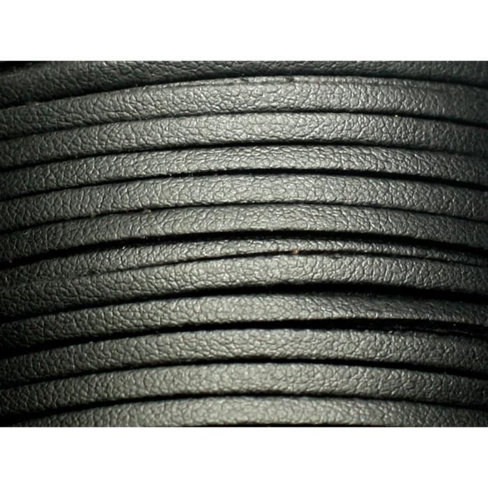 LOT de 5 METRES 5M FIL LACET CORDON rond véritable CUIR 1,5mm NOIR perle bijou