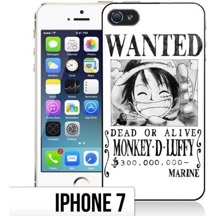 Coque iPhone 7 One Piece - Affiche Wanted Luffy