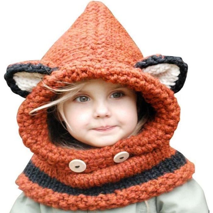 Bonnet écharpe hiver enfant fille bébé cagoule chapeau enfant garçon  tricoté laine avec renard oreille chic chapeau hiver Orange épa - Cdiscount  Prêt-à-Porter