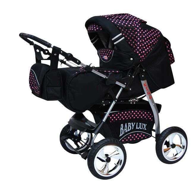 poussette canne rose et noir