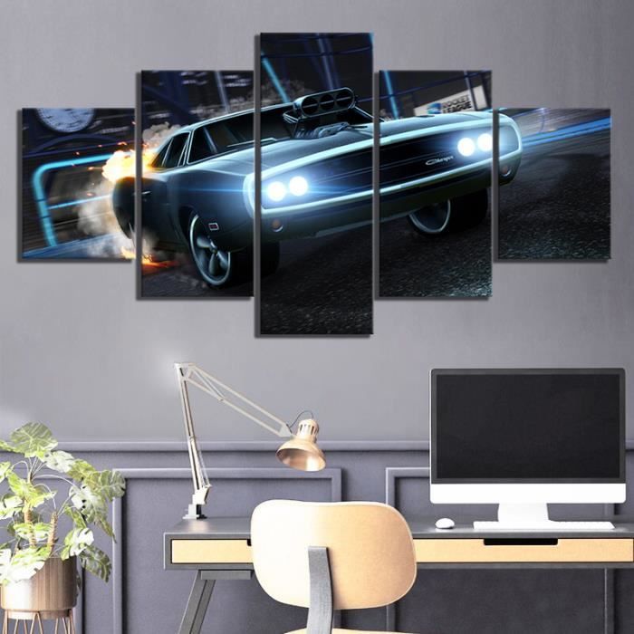 Tnk 395 Affiche De Voitures De Sport De Luxe 5 Pieces Hd Image De Voiture De Sport Rocket League Peintures Rapide Sans Cadre Cdiscount Maison