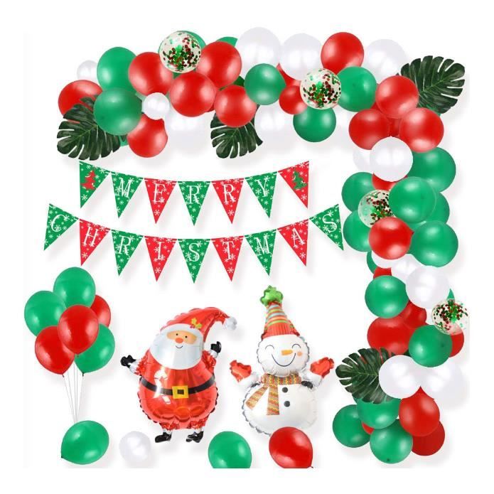 95pcs Noël Ballon Guirlande Arche KitJoyeux Noël Bannière,Père Noël et