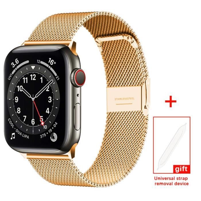 Rose gold 38mm or 40mm -Bracelet pour Apple Watch, série 1 2 3 4 5 6 Se,  42mm 38mm, iwatch 40mm 44mm, en acier inoxydable milanais , - Achat/vente  bracelet de montre - Cdiscount