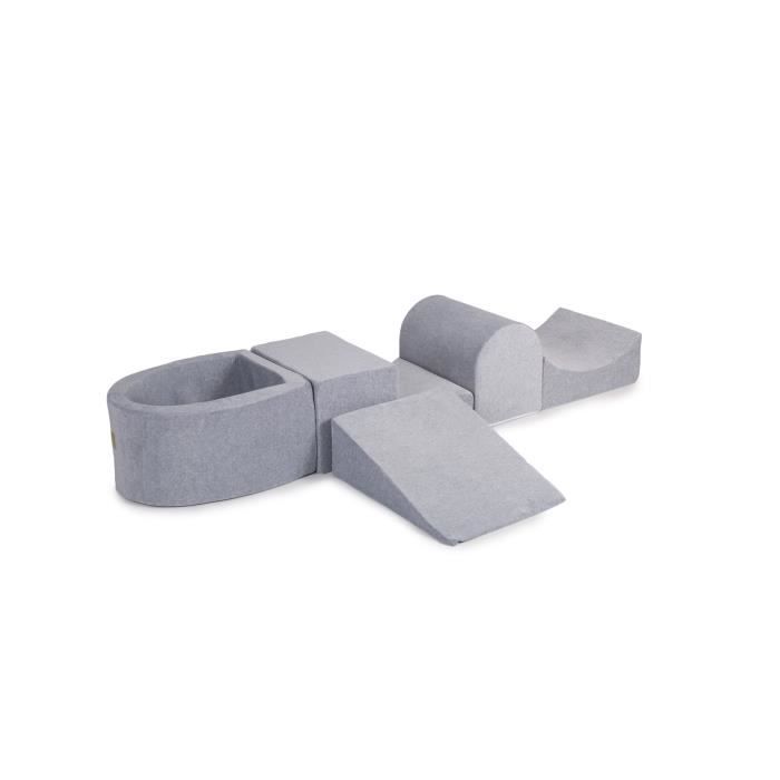 MEOWBABY 200x45cm//Sans Balles Aire De Jeux avec Piscine a Balles Lensemble De Jeu en Mousse 5 /Él/éments Module en Mousse Tapis De Jeu Gris Clair