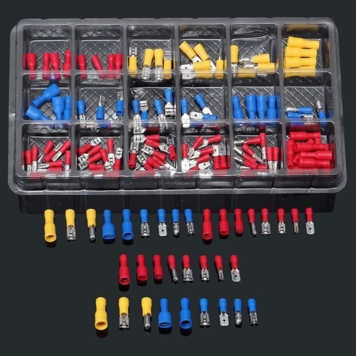 480Pcs Assortiment Isolé Fil Electrique COSSE Sertir Connecteur Terminal Kit