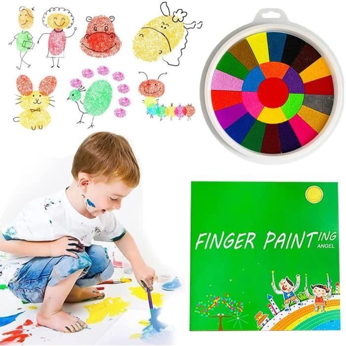 Kit Creatif Enfant Non Toxique Peinture Au Doigt Lavable Gifort - 12 Couleurs 60ml, Non Toxique, Avec Pinceaux Et Accessoires Tablier De Peinture Enfant