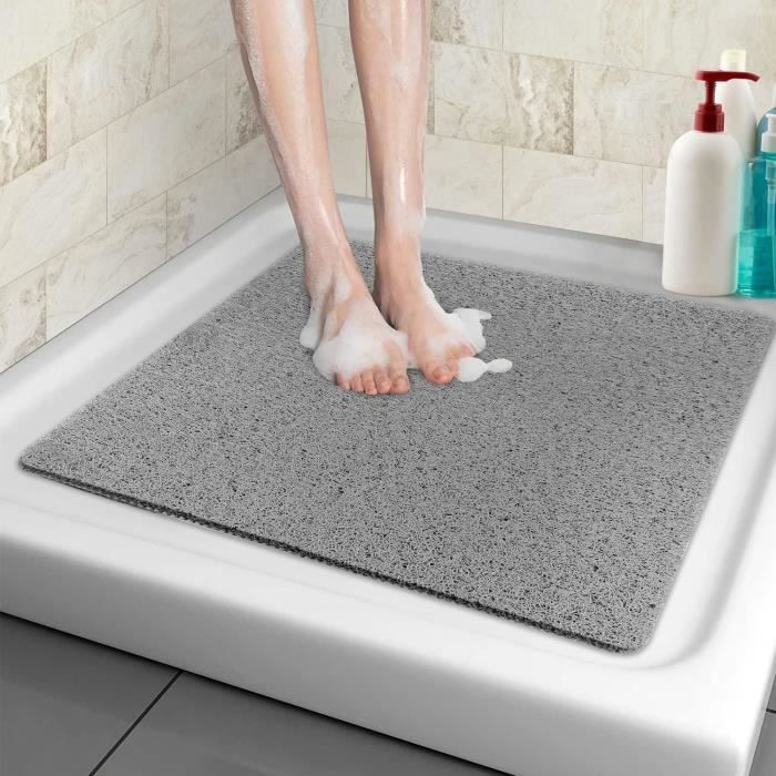 Tapis de Douche antidérapant 60 * 60cm Tapis de Bain de Sécurité Confort Doux avec Trous de Drainage Séchage Rapide