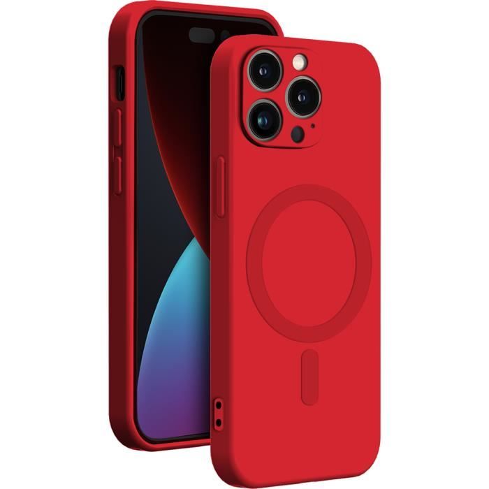 Coque Silicone Little Boutik Pour IPhone 14 - Rouge - Protection Renforcée Objectif Photo