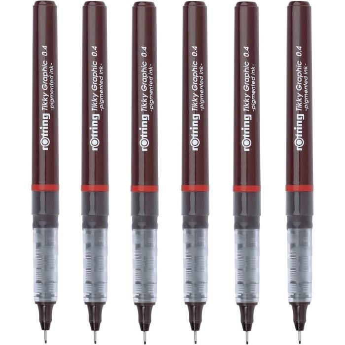 Uni Pin Lot De 6 Stylos Pointe Fine – 0.03 à 0.8 Mm, Encre Noire Indélébile Pour Dessin, Manga, Calligraphie
