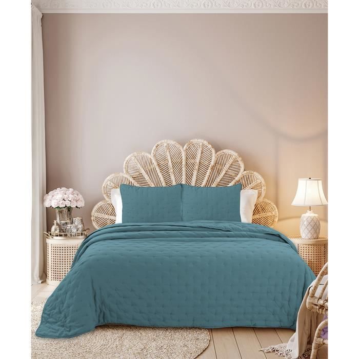 Bleu Dessus De Lit Boutis Couvre Lit 2 Personnes Matelassé Luxe Cotten Couette Literie Ensemble