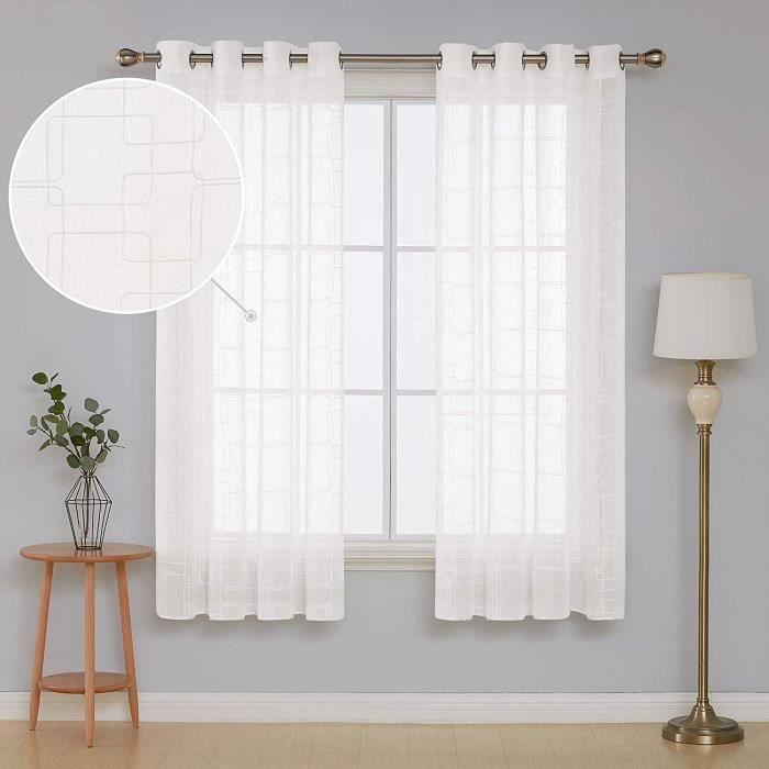 Lot de 2 Voilages à OEillets Simples en Effet Lin – FR