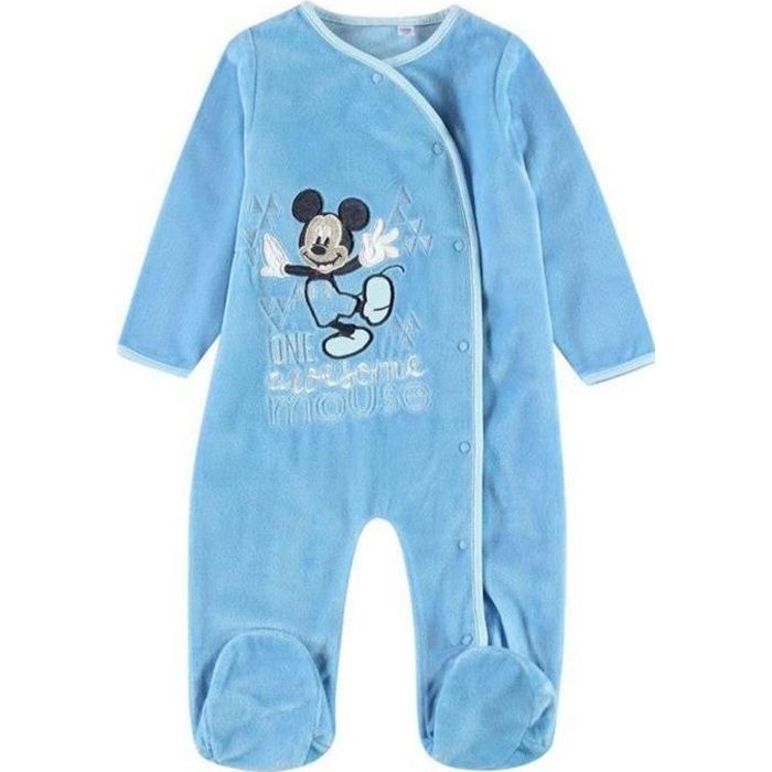 Pyjama Bébé Garcon Disney Naissance en Velours Mickey bleu